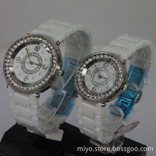 Couple Watch with stainless steel case and ceramic bracelet,wholesale,OEM and ODM orders are welcome
